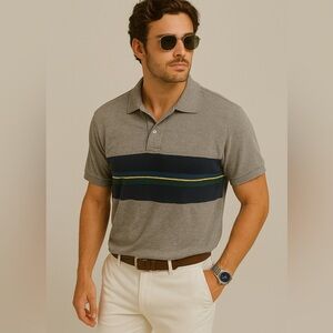 GAP Gray and Blue Polo Shirt Classic Design